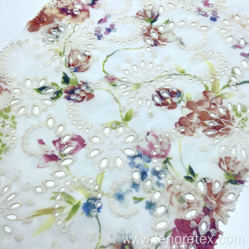 100% Polyester Woven Floral Print Chiffon Embroidery Fabric